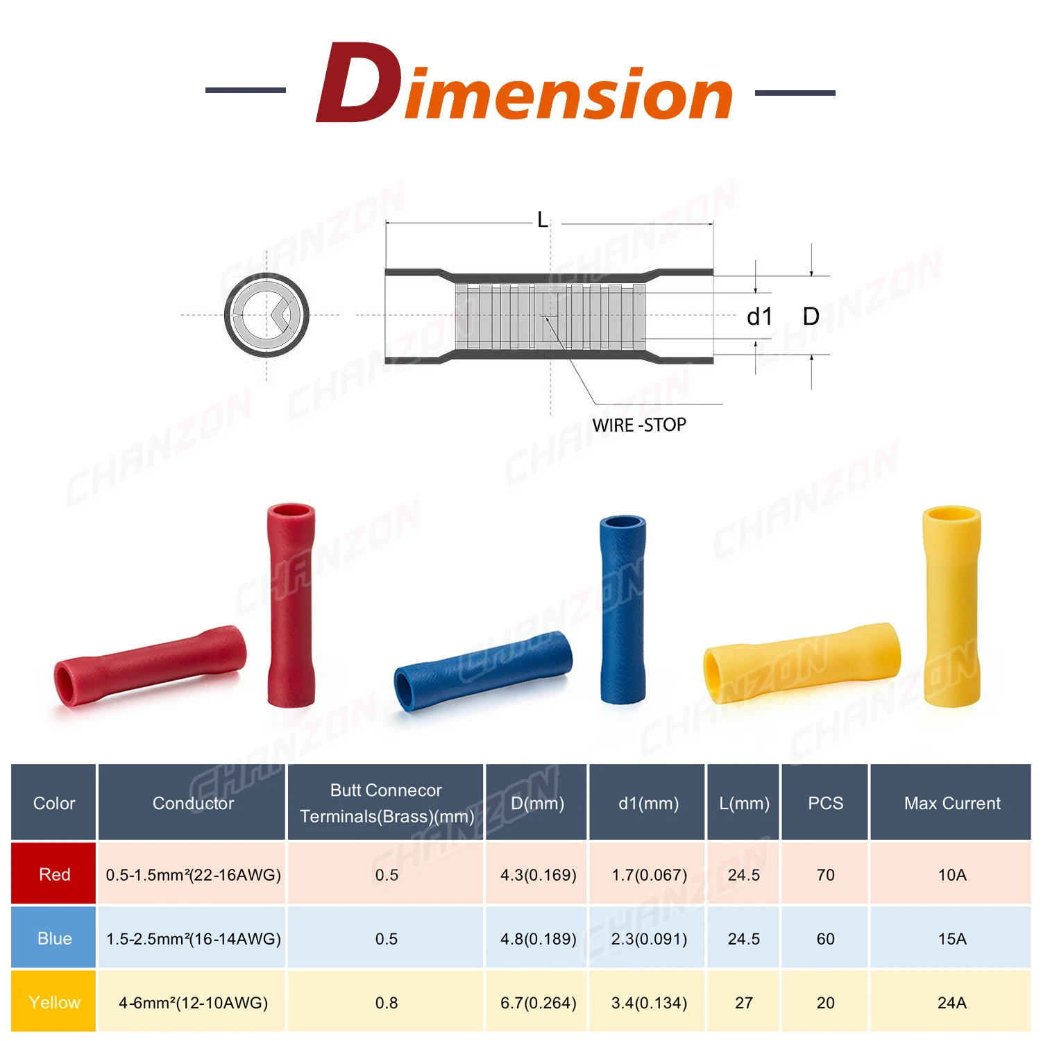 50/80/100PCS Bv1.25 Bv2.5 Bv5.5 Insulated Wire Joint Butt Terminal PVC Cord Electrical Cable Wirefy Splice Crimp Tool Connectors