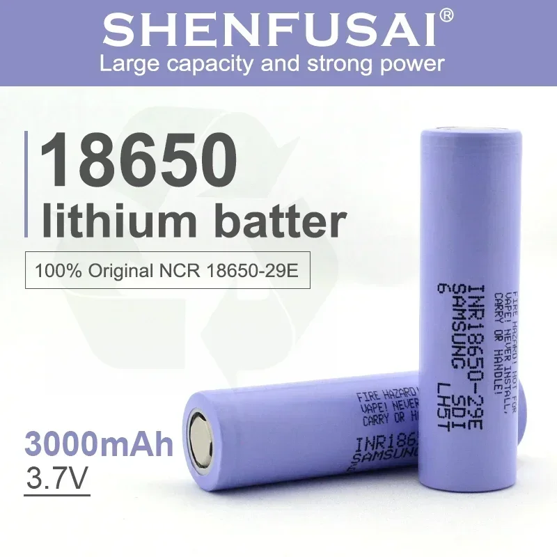 lNR18650 lithium ion rechargeable battery, 29E, 3.7V, 3000mAh, 20A discharge, suitable for e-cigarettes, electric tools, etc