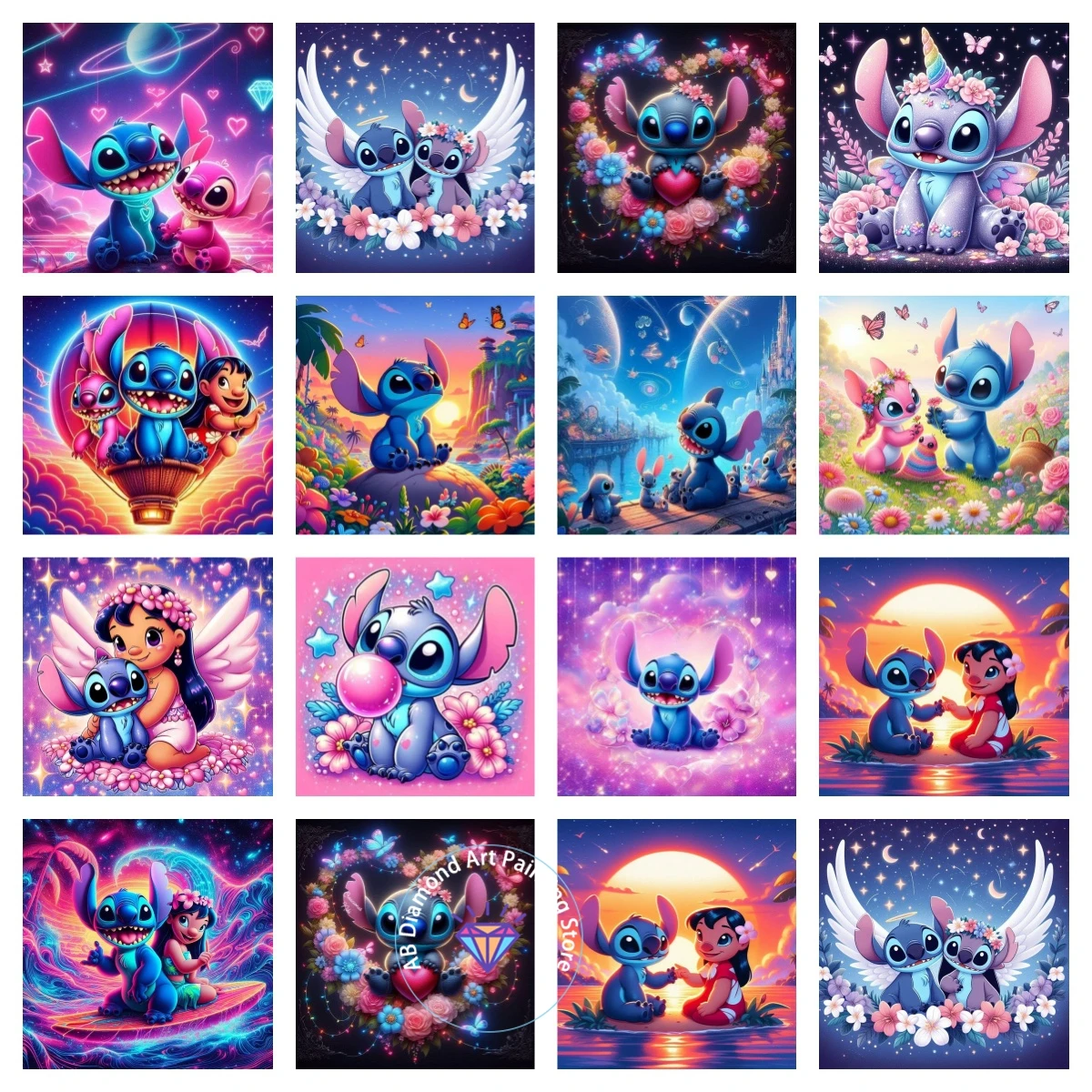 

Stitch Lilo & Stitch Cartoon Color AB Diamond Painting Kit 5D DIY Cross Stitch Handmade Art Gift Crafts Home Decor Children Gift
