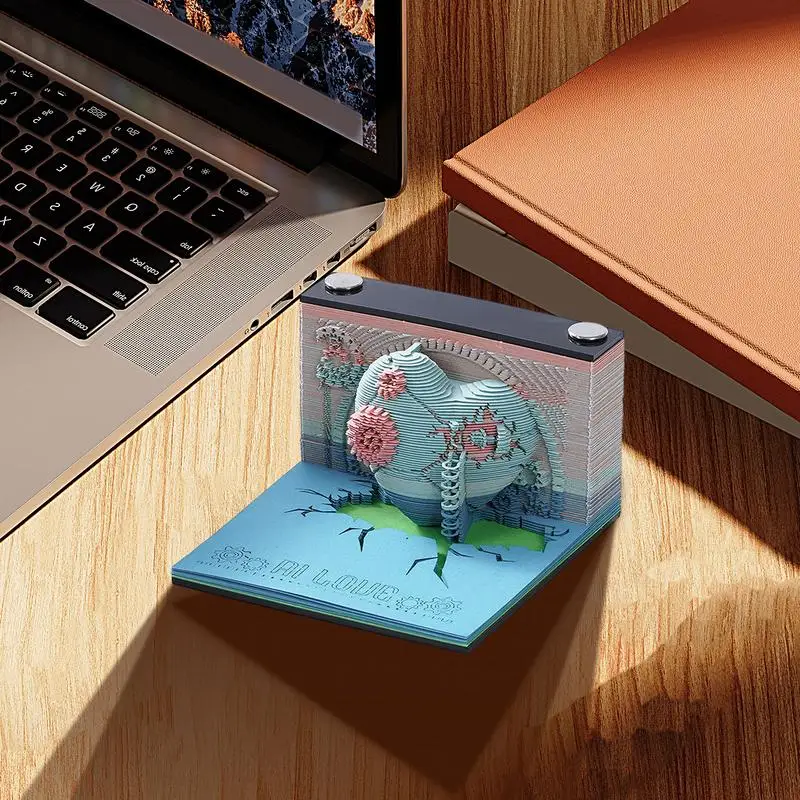 3D Memo Pad Carving Art 3D Art Calendar Sticky Notes Creative Desk Calendar Diy Notes Notepad Paper Carving Calendar Craft