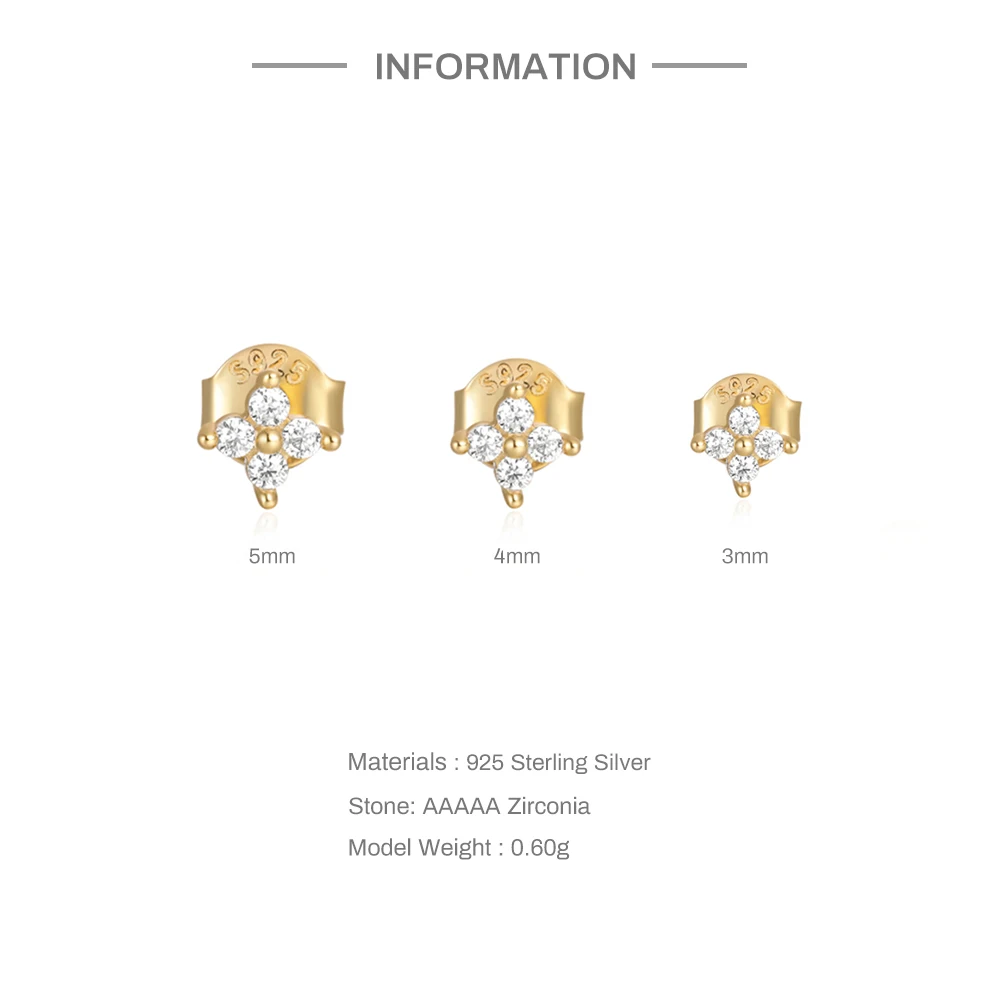 BOAKO 2024 New Trend Flower Zircon Earrings For Women 925 Sterling Silver Earring Set Delicate Wedding Christmas Fine Jewelry