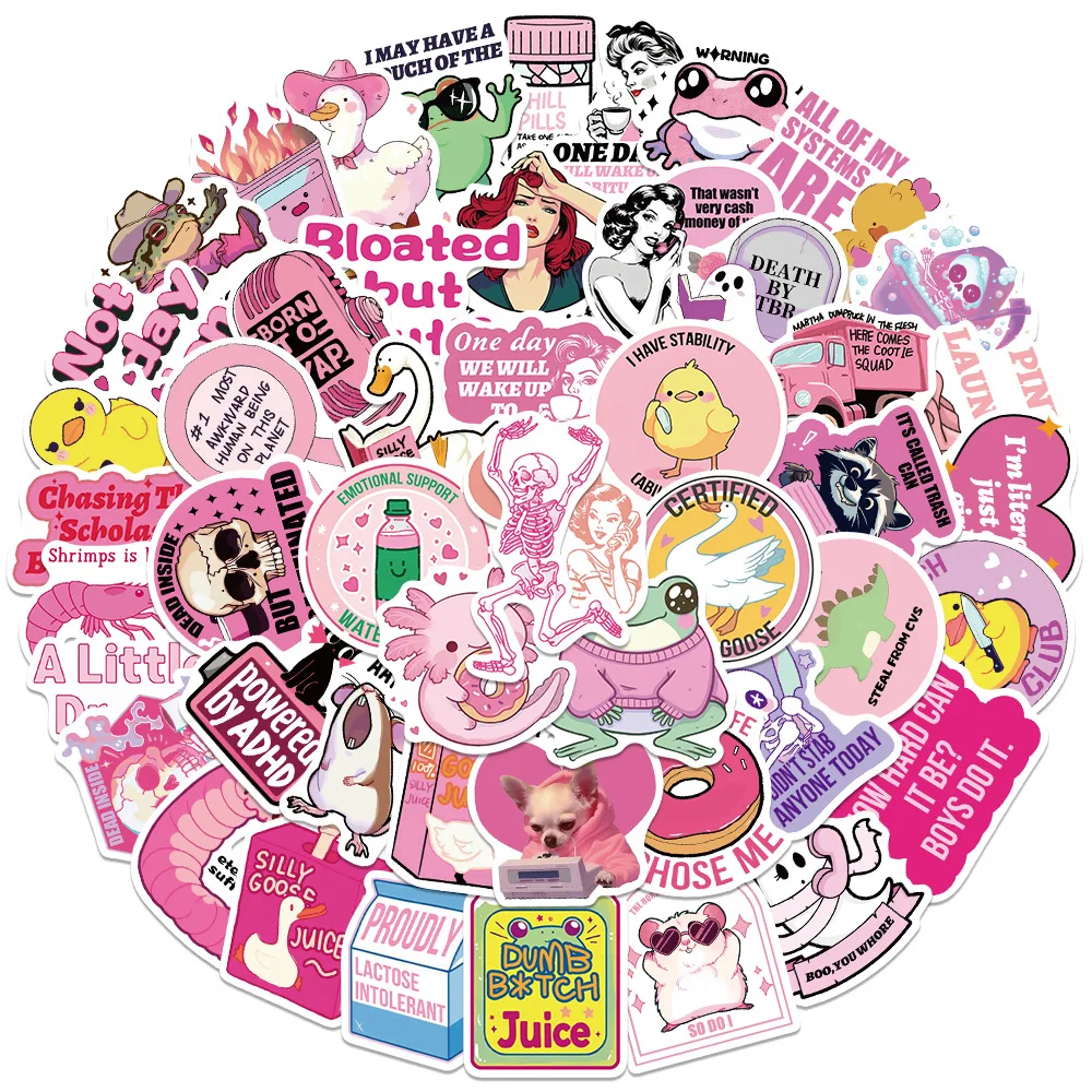 

10/50PCS Cartoon Pink Funny Stickers Decoration Suitcase Scrapbooking Phone Motorcycle Laptop Stationery Waterproof Toy Sticker