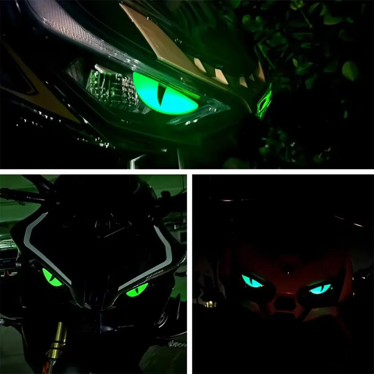 Glowing Devil's Eye Reflective Stickers for Car Motorcycle Scooter Body Decor Luminous Improves Night Visibility Safety Sticker