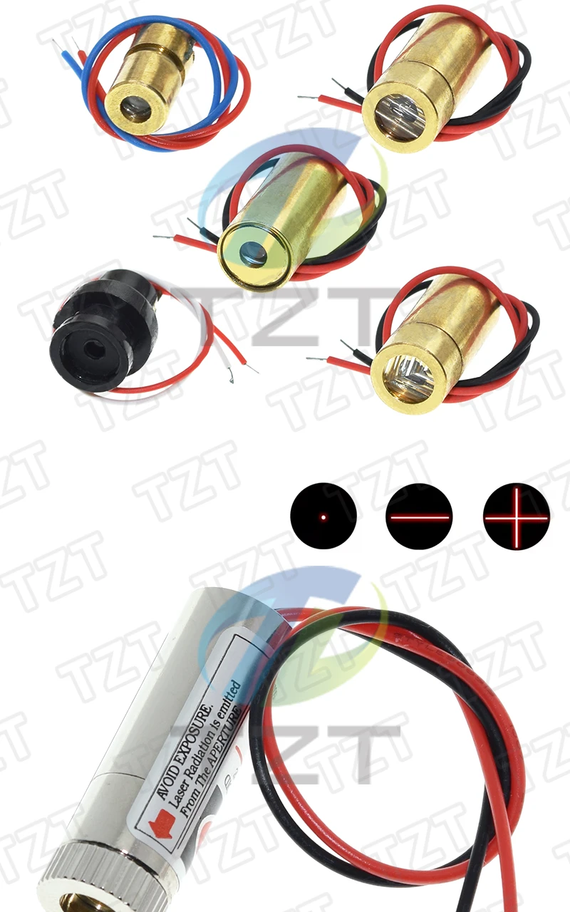 TZT 1/3PCS 650nm 5mW 6MM 9MM 12MM Red Point/Line/Kreuz Laser Modul Kopf Glas Objektiv fokussierbar fokus einstellbare laser kopf – Detail 9