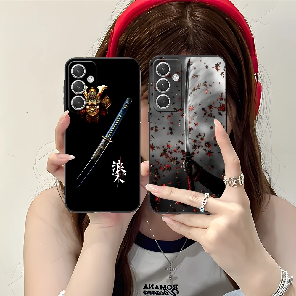 Katana Samurai Ronin Mobile Cell Phone Case for Samsung M55 35 15 54 34 14 33 23 13 42 32 22 F55 23 12 5G Black Cover Shell