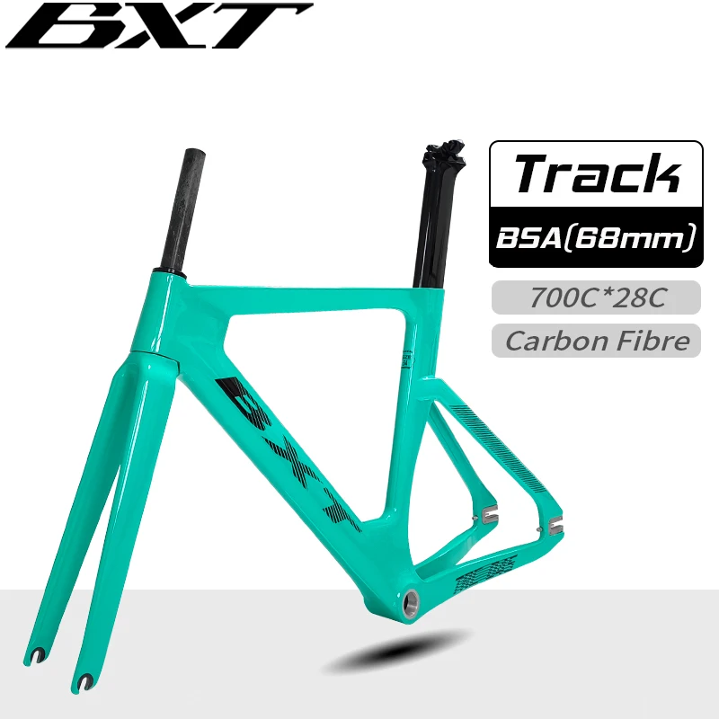 Bicycle Carbon Frame Set with Fork Seatpost, Fixed Gear Track, 100*9mm, 120*9mm