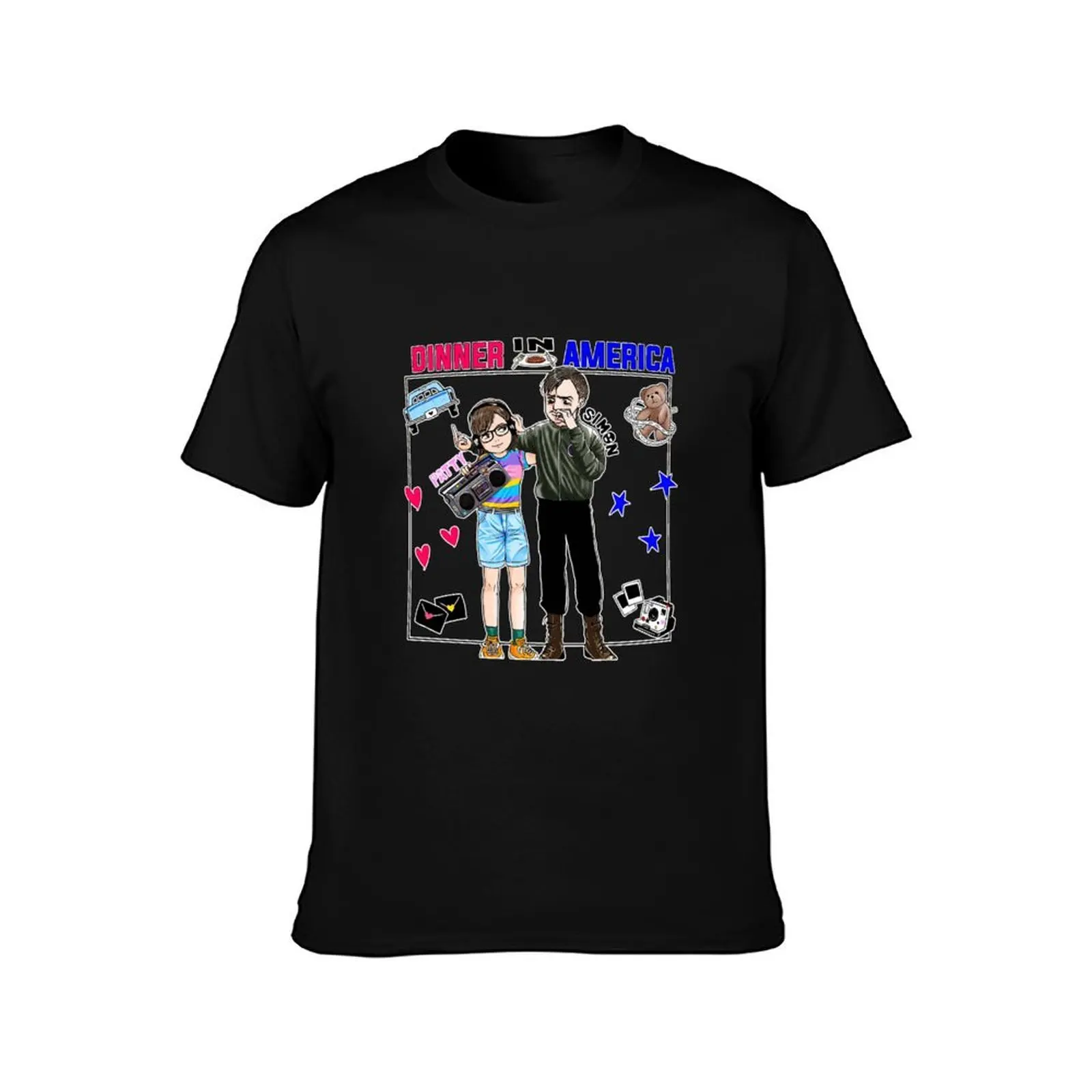 Dinner in America Drawing T-Shirt Art Pattern Printed Casual Top T-Shirt