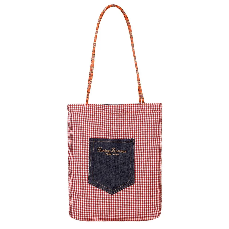 

Fashion Casual Denim Square Shoulder Bags Plaid Personality Fresh Exquisite Double-sided Large Capacity Bags for Women 2025 New