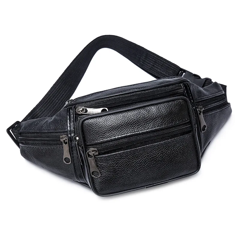 

2025 New Men's Leather Waist Bag Genuine Leather Crossbody Chest Bag Fashion Soft Leather Sporty Sling Bag