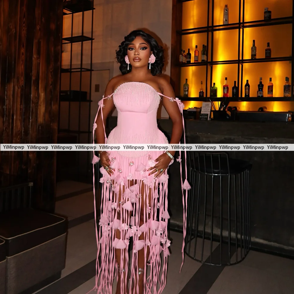Nigeria Tassel Short Prom Dresses 2 Pieces Flowers Pearls 2026 Graduation Birthday Cocktail Party Quinceanera Gowns Customized - Image 2