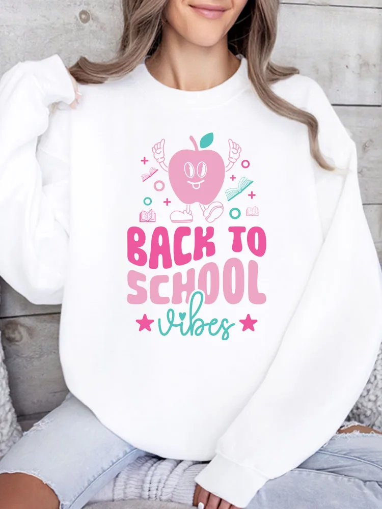 

Женская толстовка Apple Teacher с графическим принтом, повседневный пуловер с длинными рукавами, свободный крой, уличная одежда для осени и зимы