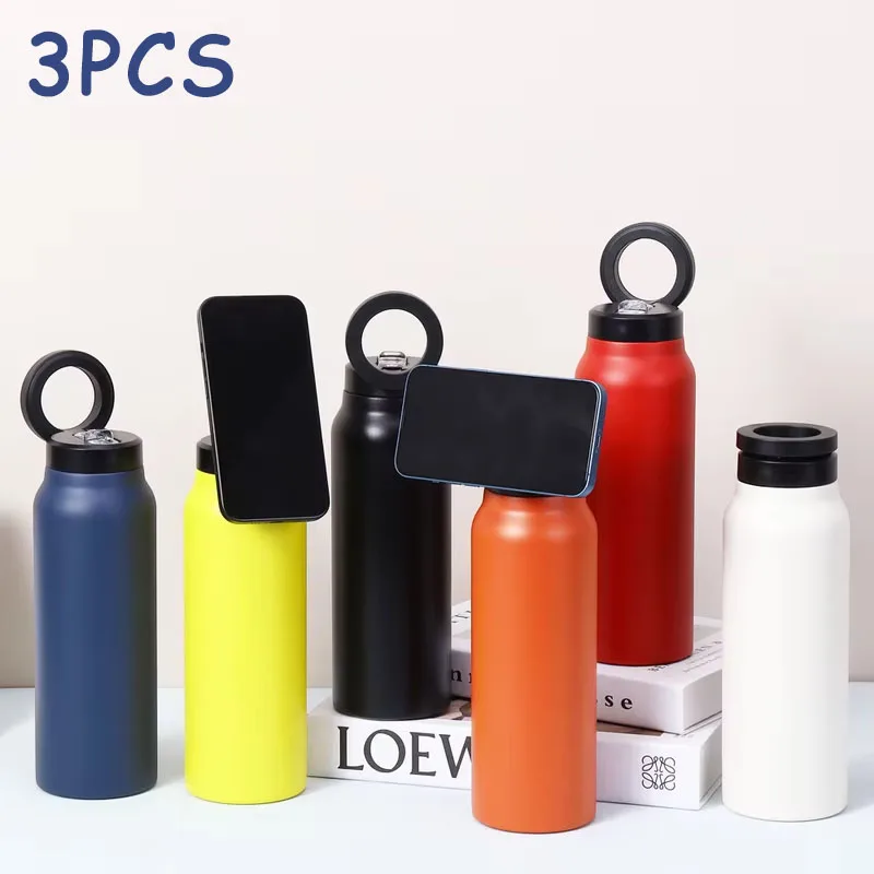 24 Oz Magnetic Can Hold Phone Holder Water Bottle Stainless Steel Insulated Thickened Sports Mug Outdoor Carrying Insulated Mug