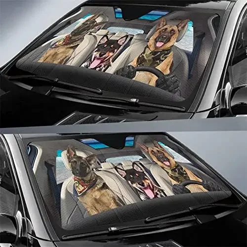 Cute Puppy Go to The Beach to Play Windshield Sun Shade Dog That Drives Foldable Uv Ray Reflector Front Window Sun Shade Visor C