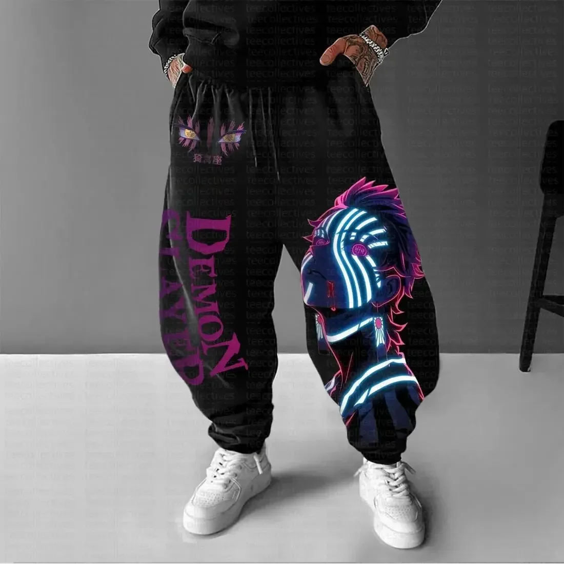 2026 Demon Slayer Akaza Anime Pants Men Winter New Loose Casual Sweatpants Japanese Streetwear Hip Hop Trousers Cosplay Y2k view 2