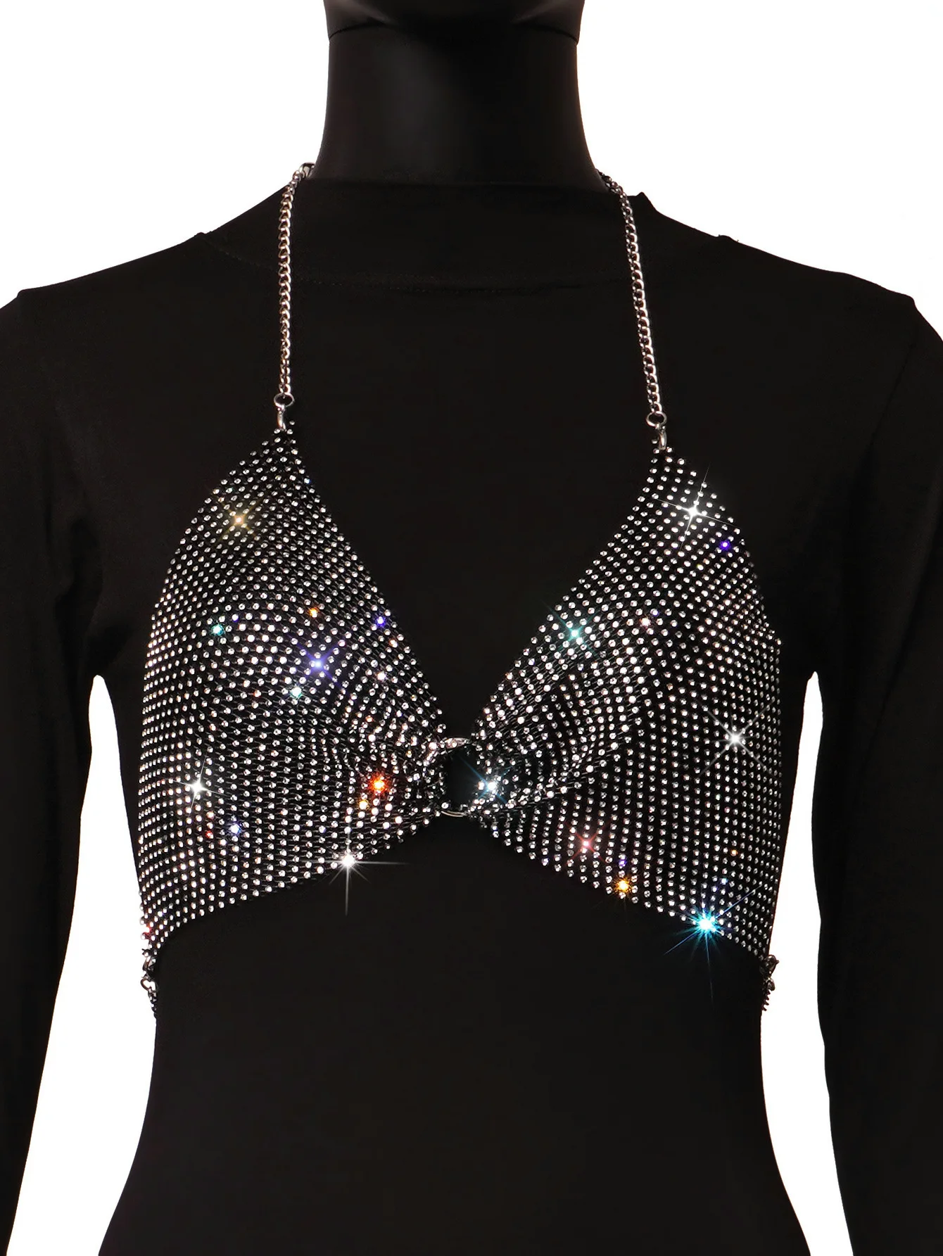 

2023 Fashion Women's Clothing New Diamond Grid Sexy Super Flash Tank Top LBZ20232