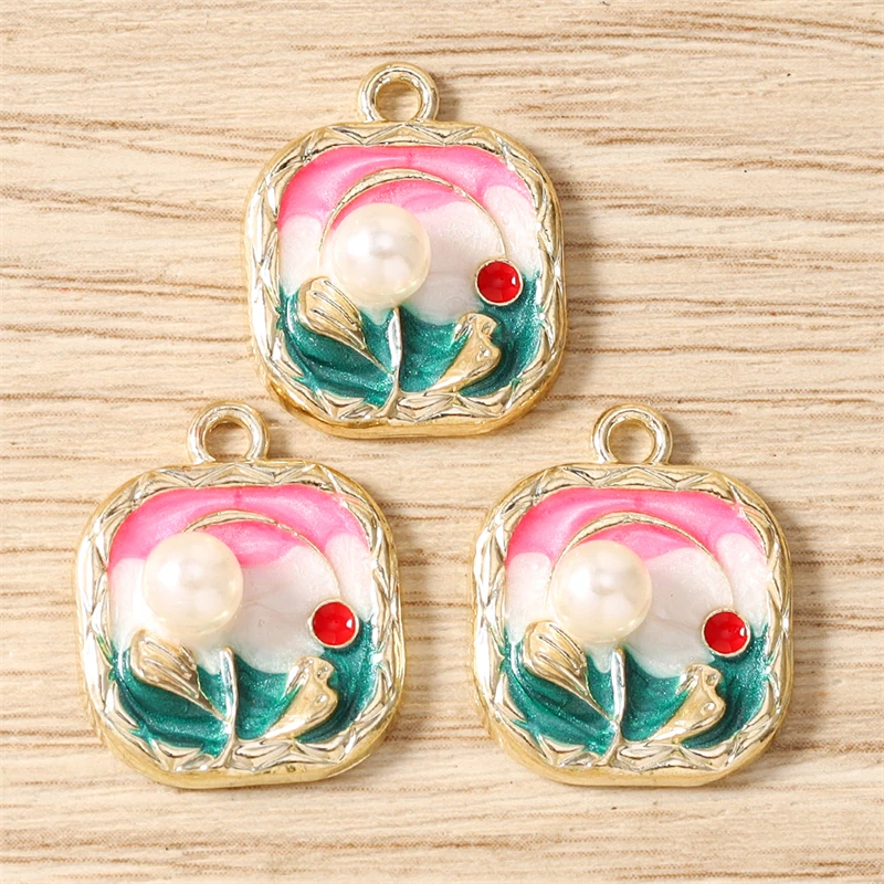 10 Stück Niedliche Bunte Emaille-Blumenanhänger für die Herstellung von Ohrringen, Halsketten, Armbändern, DIY-Bastelarbeiten und Schmuckzubehör – Detail 8