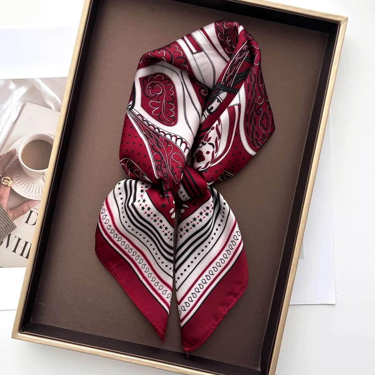 

Luxury Chain Print Scarf Women Silk Imitation Neck Scarves Foulard Bandana Hijab Hairbands Square Shawls Wraps