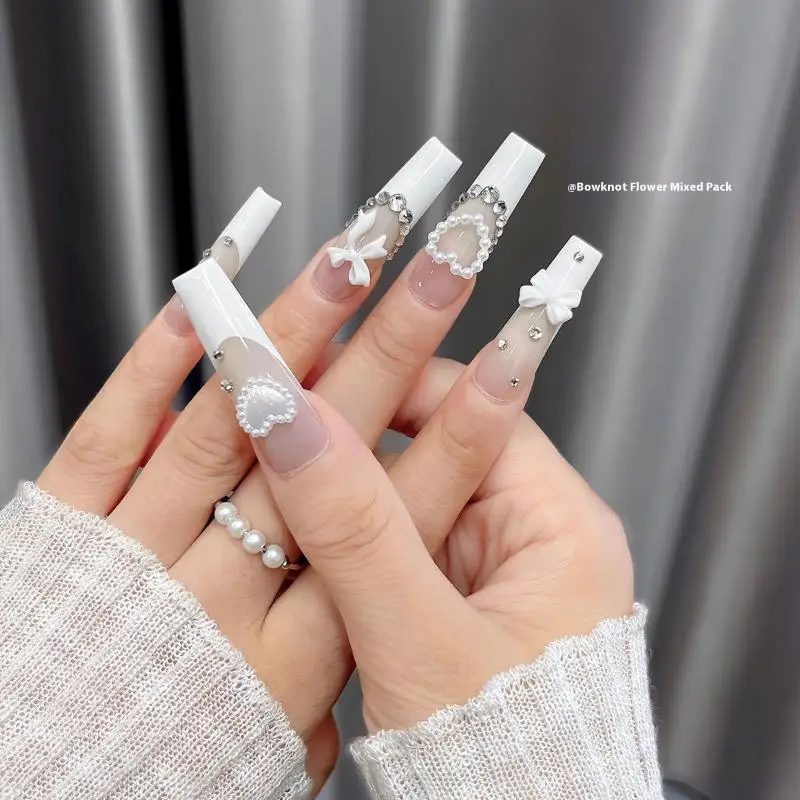 12 rejillas de resina con lazo, flores, diamantes 3D para uñas, Kit de gemas para uñas de fondo plano, dijes para decoración de uñas, accesorios de manicura DIY, gemas para uñas