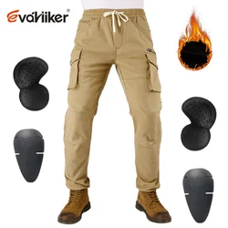 Anti Slip Winter Motorcycle Pants For Men Heavy Duty Work Trousers With Velvet Warm Windproof Protective Riding Gear