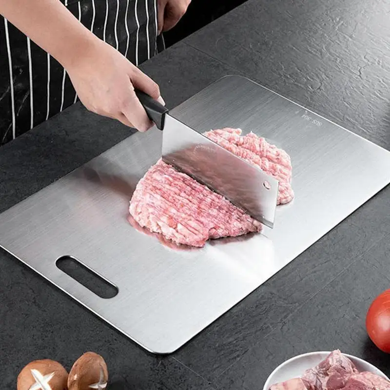 Titanium Cutting Board With Scale Stainless Steel Double-sided Food Chopping Board For Home Kitchen Vegetables Meat Cutting