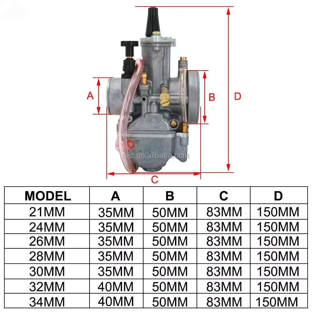 Carburador de motocicleta Alconstar Universal PWK 21 24 26 28 30 32 34 mm 2T 4T con Power Jet para Mikuni Koso ATV