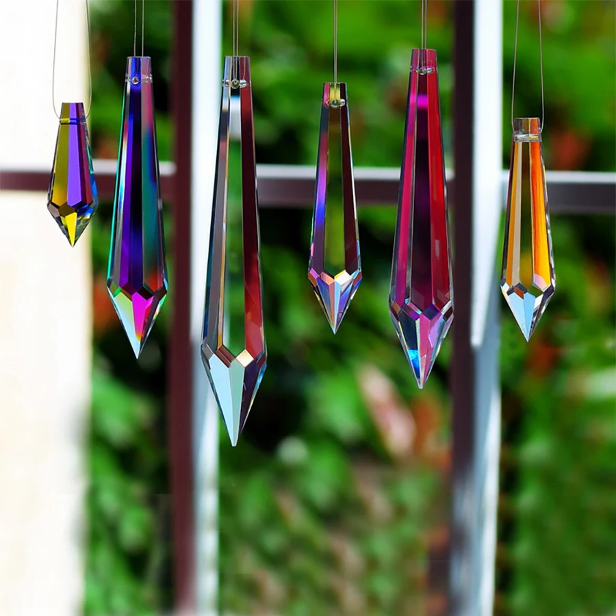 AB Suncatcher Crystal Icicle Prisms Pendant Icicle Chandelier Crystals Pendants Drops Lamp Candle Holders Curtain DIY Parts