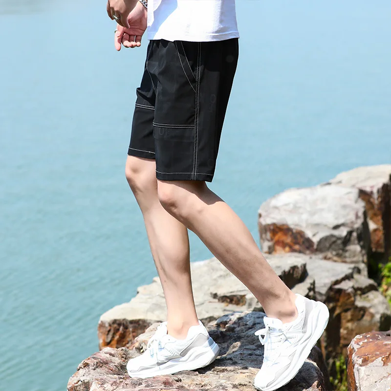 

Ice Silk Men's orts Casual Loose Fit Five Inch Sports Seven Inch Beach Pants Summer New Sle Low Waist Straight Leg