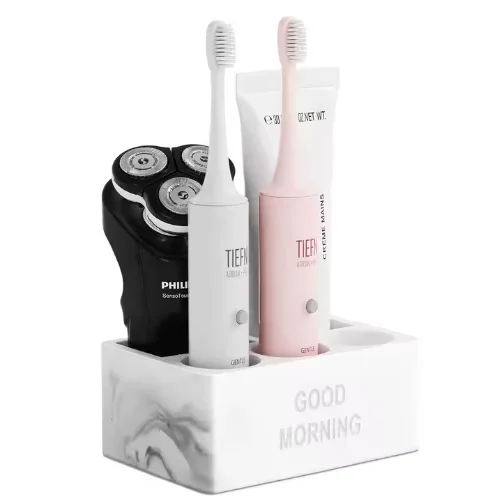 

Electric Toothbrush & Toothpaste Holder for Home and Hotel Use - Bathroom Countertop Organizer Stand