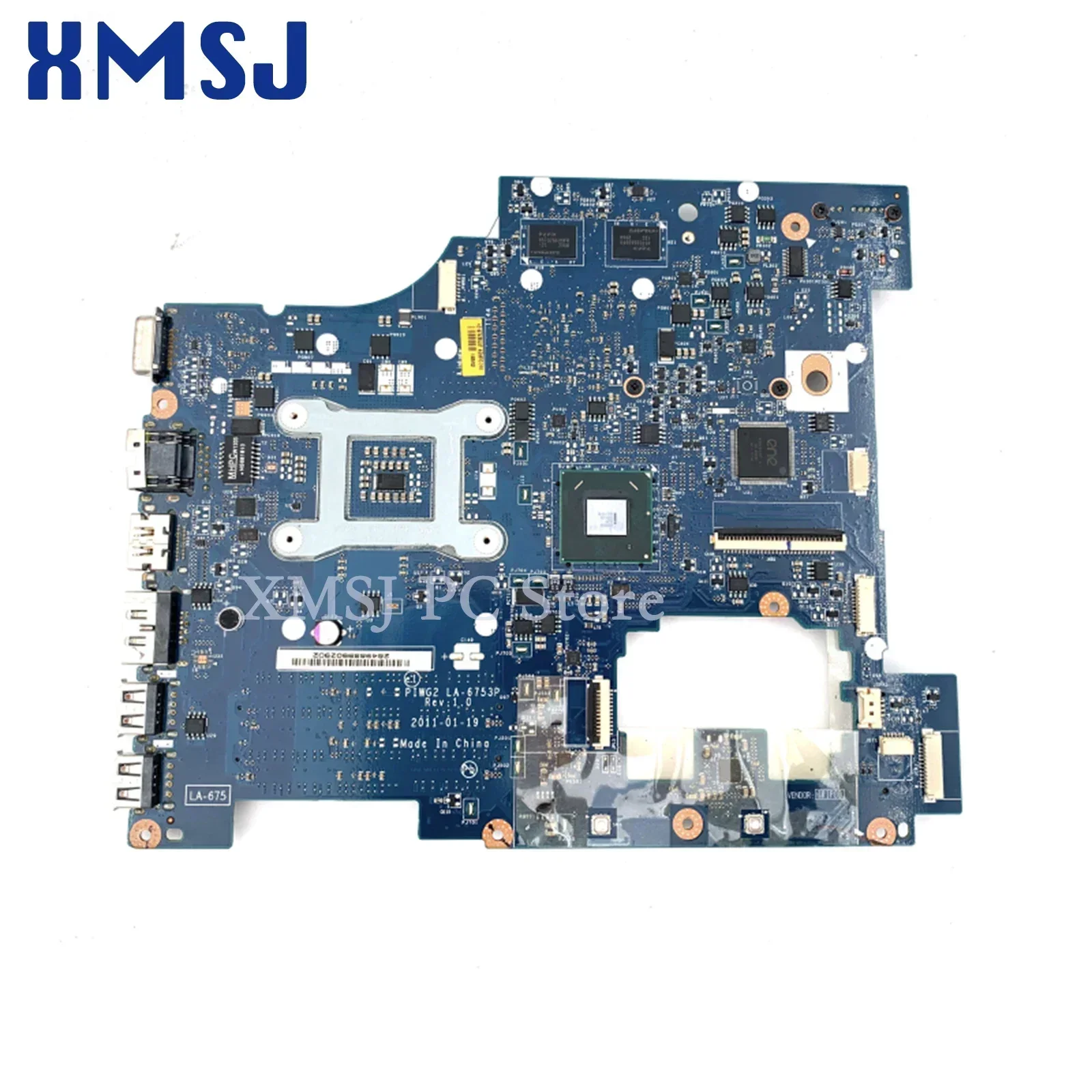 XMSJ For Lenovo G570 Laptop Motherboard  PIWG2 LA-6753P HD 6300M GPU HM65 DDR3 Main Board Full Test