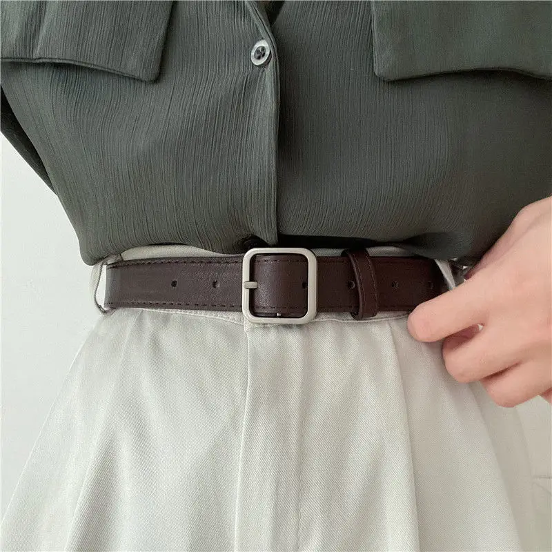 2013 new Korean fashion wild belt Chic students casual retro simple square buckle belt trouser belt men and women