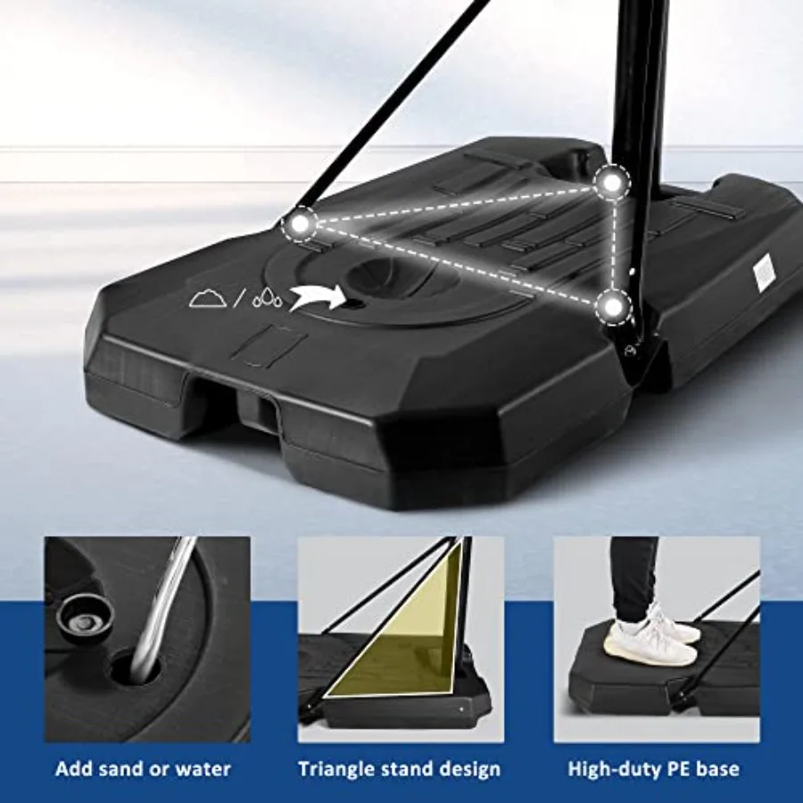 Outdoor basketbalring met verstelbare hoogte van 6,7FT tot 10FT 44 inch bord Draagbaar ontwerp met zandzakbasis en wiel