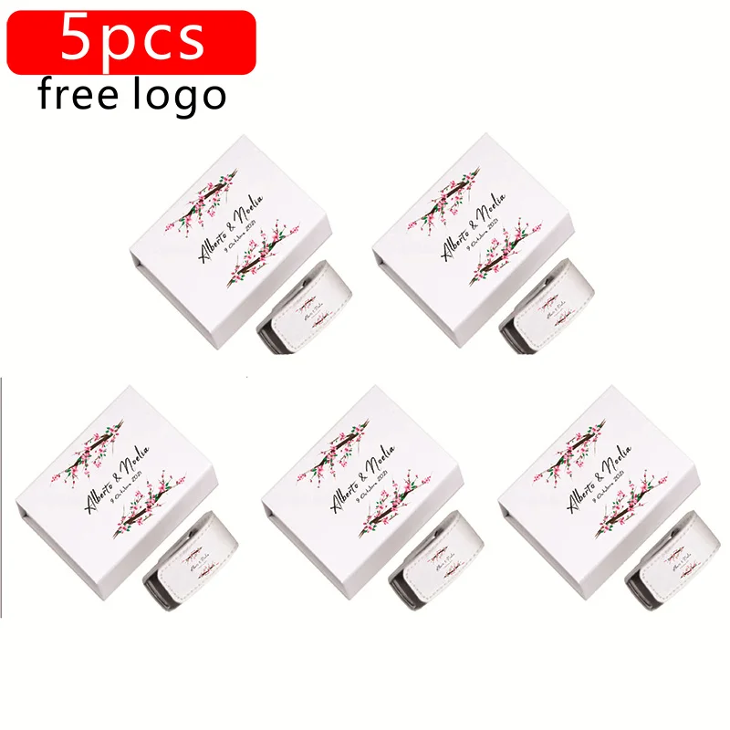 JASTER 5Pcs/Lot Free Custom Logo For USB 2.0 +Box Pen Drive 128GB 64GB 32GB 4GB 8GB 16GB Pendrive Leather Gifts Color Printing