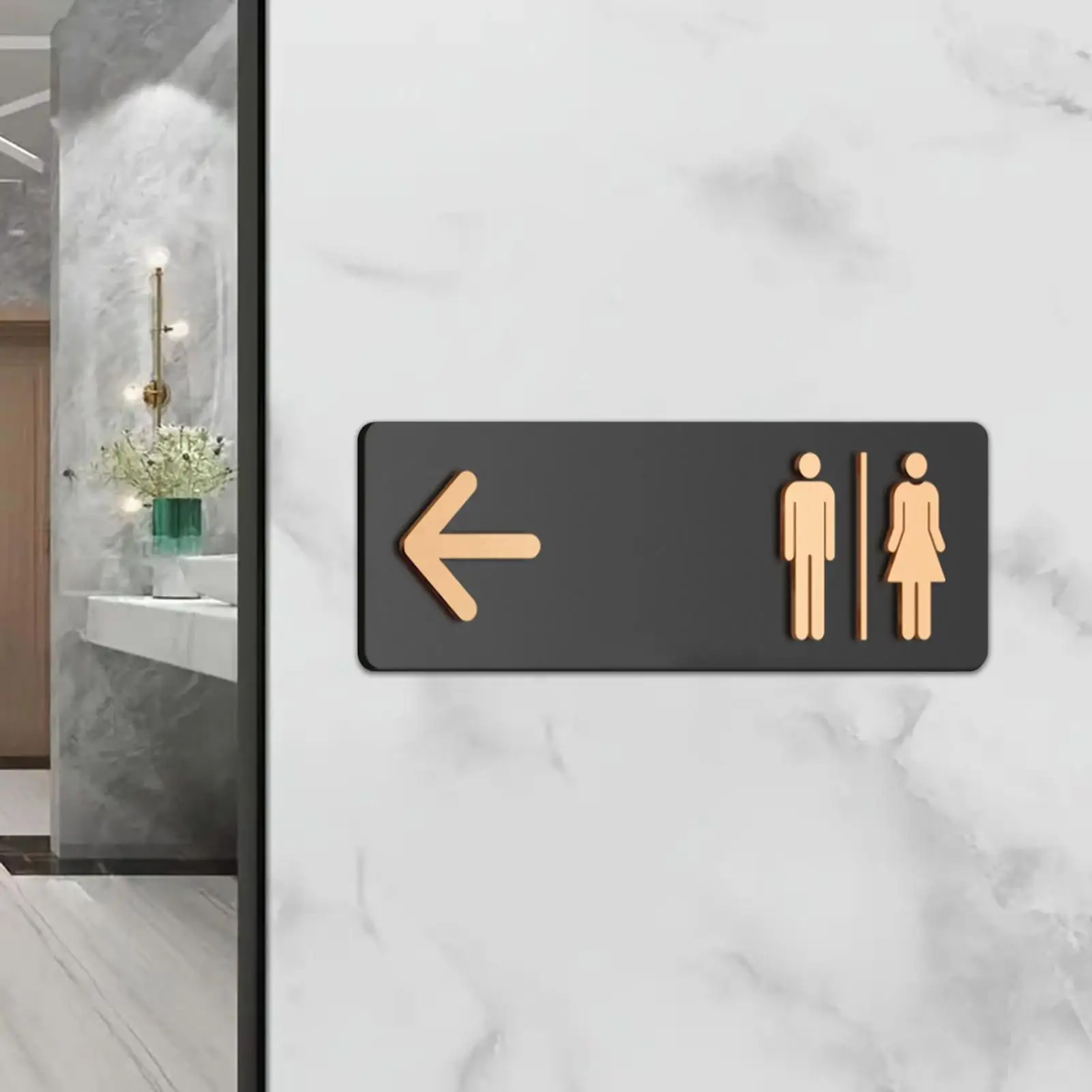 Bathroom Sign Acrylic Restroom Directional Sign Adhesive Toilet Signage for Business Home Office Restaurant Laundry Shopping