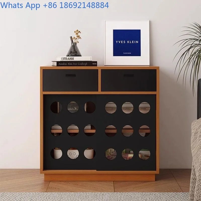 Nordic Style Four-Drawer Cabinet Solid Wood Vintage Sideboard Magazine Cabinet Living Room Storage Sideboard