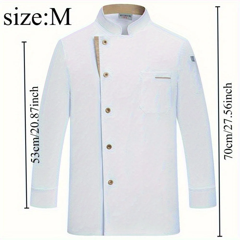 Chef Long Sleeve Work Shirt - Breathable Kitchen Uniform for Restaurant Staff, Durable Cotton Blend with Button Front