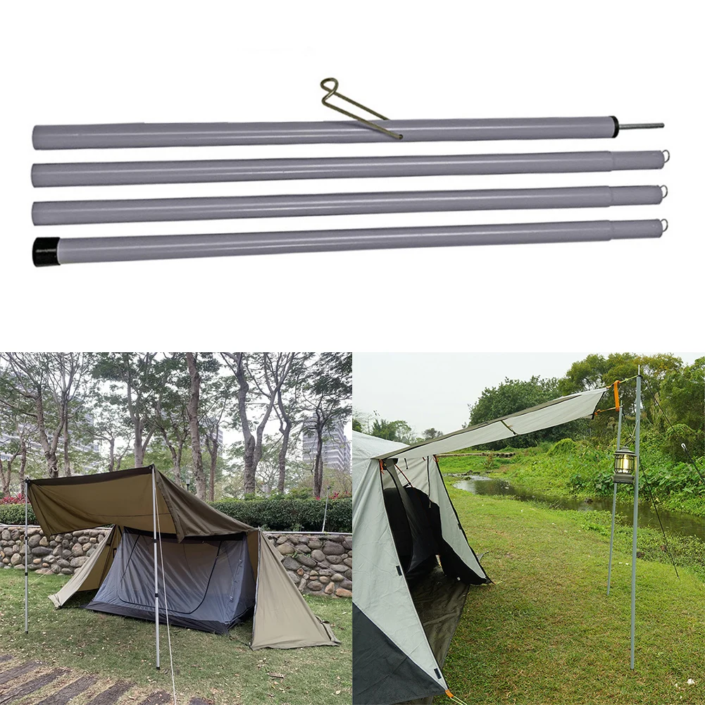 

Iron Support Pole with Hooks for Outdoor Tarp and Awning Use 2m Height Adjustable 4-Section Design for Flexible Field Deployment