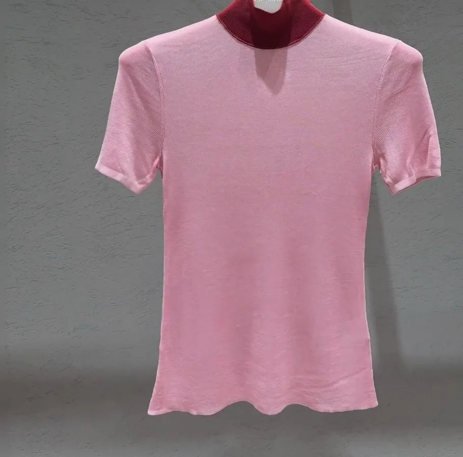 Top da donna slim fit a maniche lunghe in maglione lavorato a maglia dolcevita rosa 2025 da donna