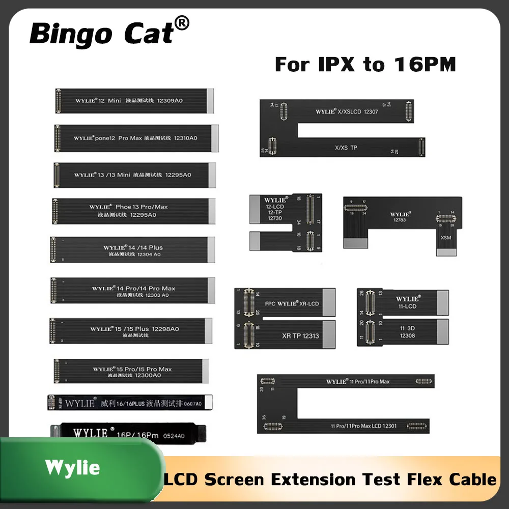 

WYLIE ЖК-экран, ремонтный гибкий кабель для IPhone 13 mini 14 Plus 15 Pro 16 Pro Max, 3D сенсорный дисплей, тестовые провода, инструмент