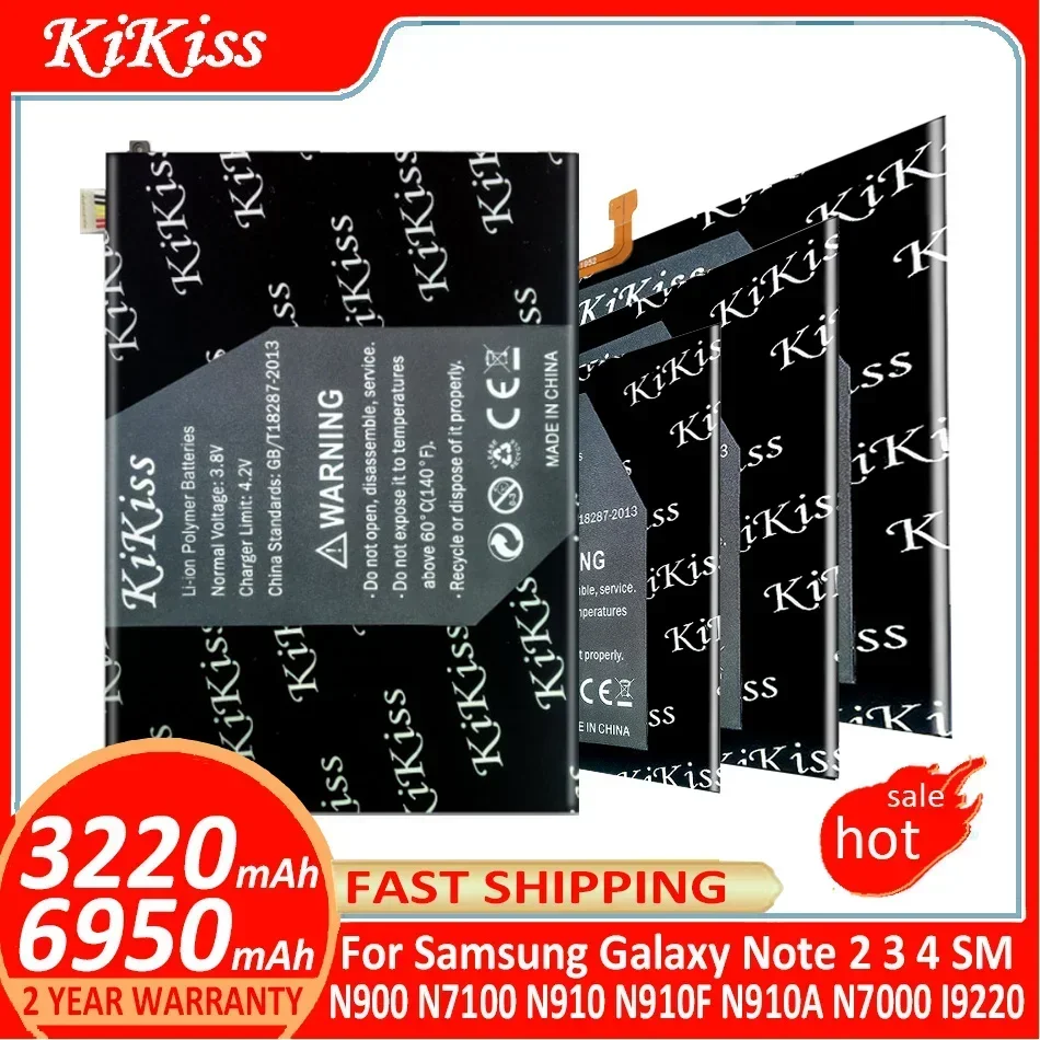 Phone Battery For Samsung Galaxy Note 2 3 4 SM N900 N7100 N910 N910F N910A N7000 I9220 B800BE EB595675LU 6950mAh