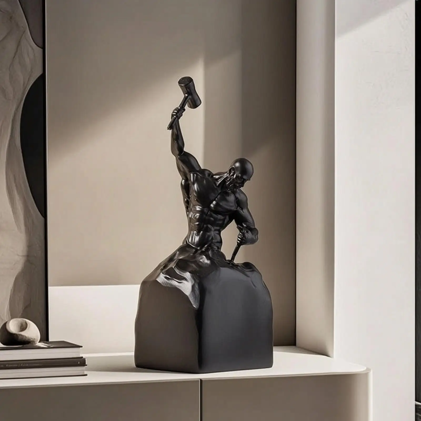 Human Figure Sculpture Small Desktop Statue Unique for Bookshelf, Art Collectors