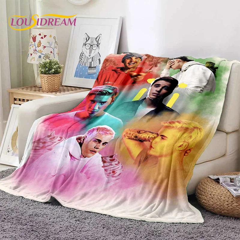 

3D Justin Bieber Idol Singer Soft Blankets,Keep Warm Throw Blanket Comfortable Blanket for Picnic Beds Sofa Home Bedroom Gifts