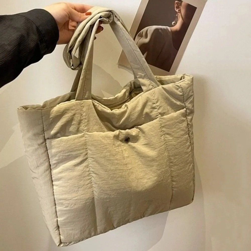 

Сплошной цвет, женские сумки для ноутбука, модная большая вместительная сумка-пуховик, мягкая хлопковая сумка с верхней ручкой, женская сумка-тоут с облаком, дорожная сумка