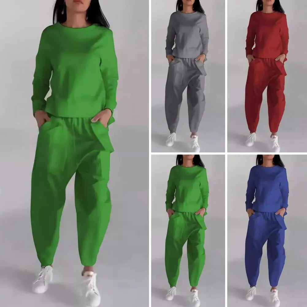 Long Sleeve T-shirt Women's Plus Size Sport Outfit Set with Long Sleeves Top Loose Trousers Elastic Waist Tracksuit for Fall