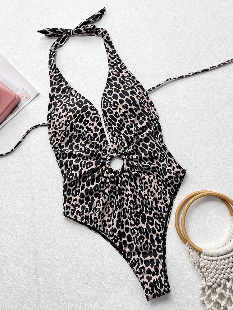 Maillot de bain une pièce, amissié, décolleté plongeant en V, sexy, dos nu, col licou, pour femmes