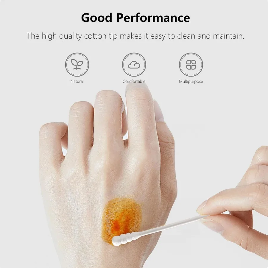 1000本入り 小さな綿棒 丸型スパイラル ベビーの耳鼻掃除 化粧品 個人衛生に最適