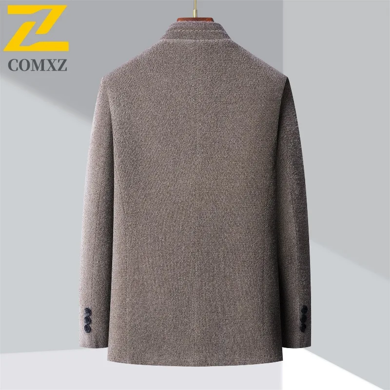 Winter Men Chenille Jacket 2025 Stand Collar Premium Business Casual Wool Blend Coat High End Fashion Warm Classic TrenchCoat