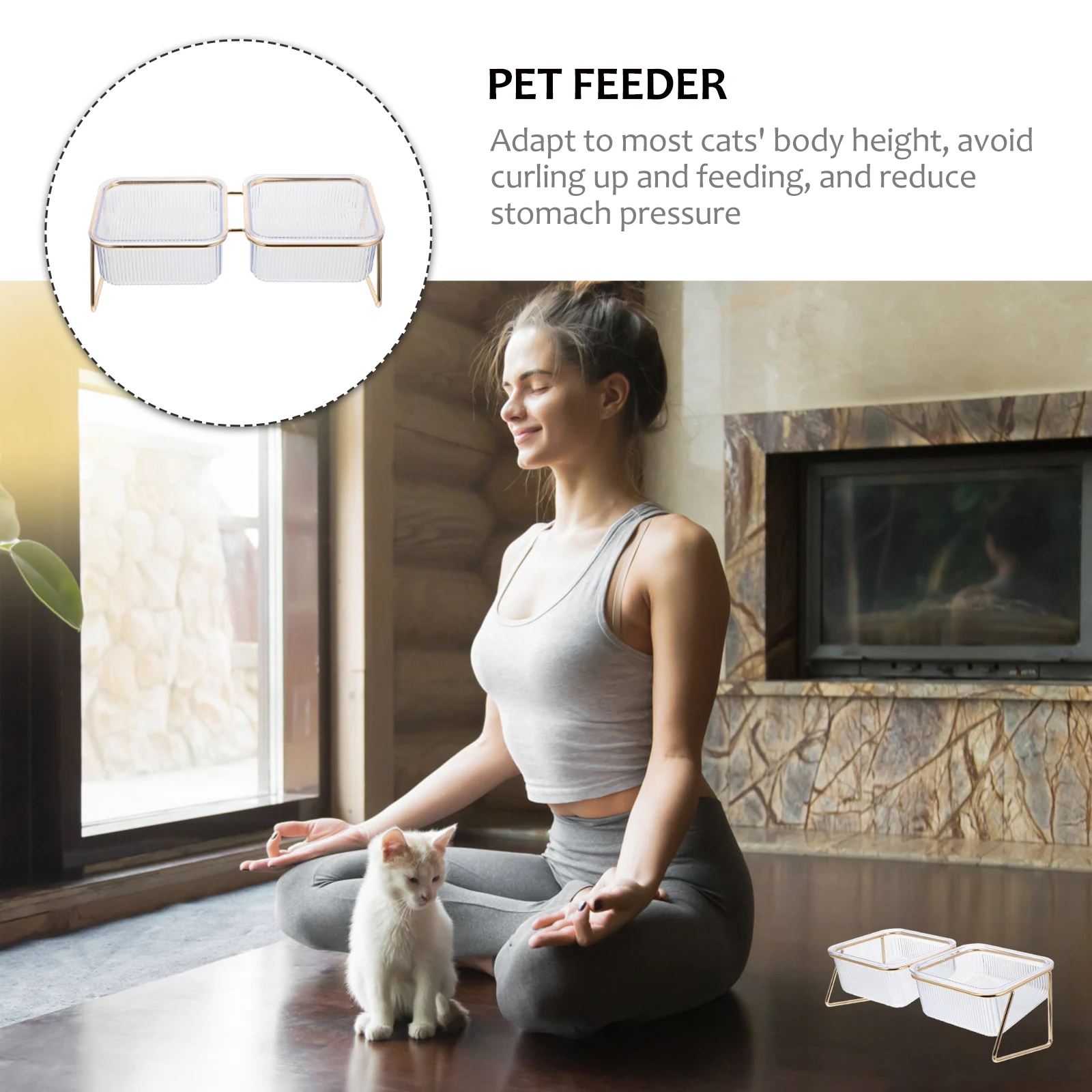 

Transparent Elevated Cat Food Dog Feeding Bowl With Stand Non-Tip Pet Bowl Easy Clean Durable Premium Pet Supplies For Cats