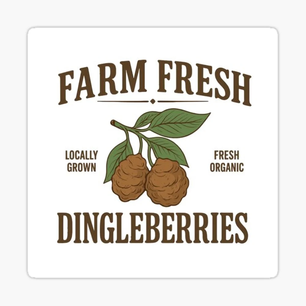 Farm Fresh Dingleberries, Funny Bathroom Humor  Sticker for Laptop Decor Bedroom Car Cute Cartoon Art Fashionable Public Suitcas