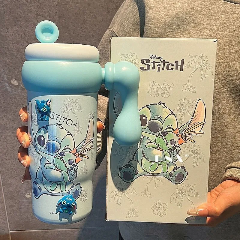 Disney Stitch cartoon anime waterbeker grote capaciteit ijs dominante beker met rietje nieuwe hoogwaardige thermosbeker cadeau groothandel