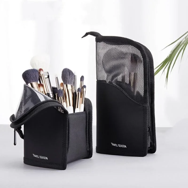 

1 Pc Stand Cosmetic Bag for Women Clear Zipper Makeup Bag Travel Female Makeup Brush Holder Organizer Toiletry Bag